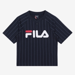 Fila Pinstripe Henry Neck Round - Poikien Poolopaita - Laivastonsininen | FI-58216